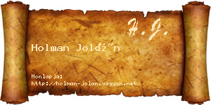 Holman Jolán névjegykártya