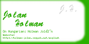 jolan holman business card